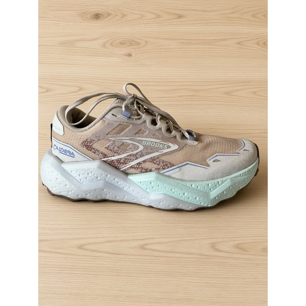 Brooks Caldera 7 Womens Trail Running Shoes Tan Blue 1204041B227 Size 7.5